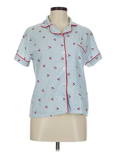 Pre-owned Unbranded Short Sleeve Blouse In Blue