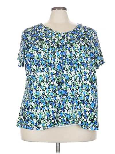 Pre-owned Unbranded Short Sleeve Blouse In Blue