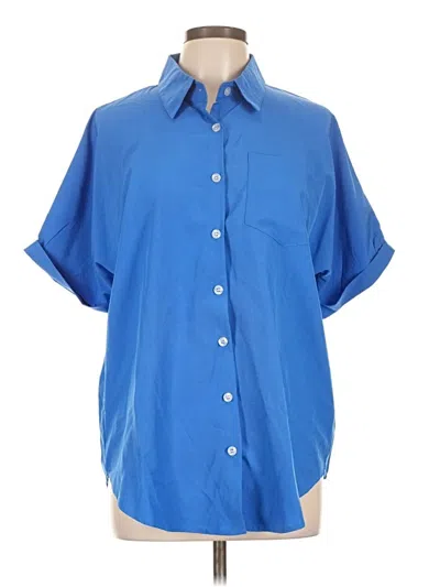 Pre-owned Unbranded Short Sleeve Blouse In Blue