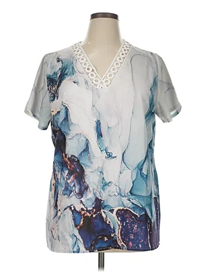 Pre-owned Unbranded Short Sleeve Blouse In Blue