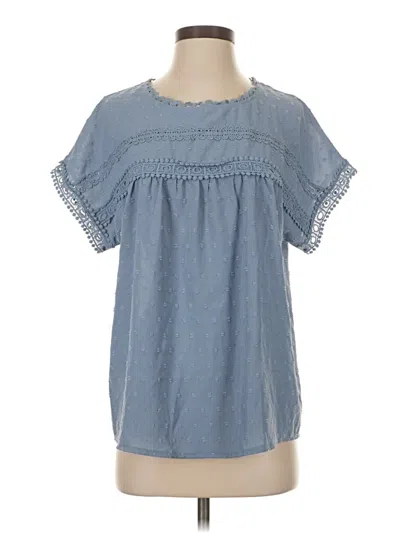 Pre-owned Unbranded Short Sleeve Blouse In Blue