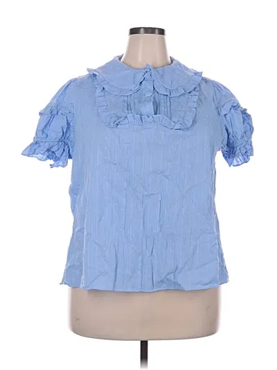 Pre-owned Unbranded Short Sleeve Blouse In Blue