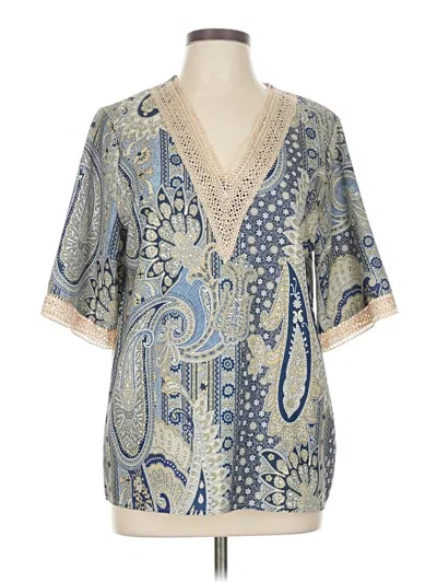 Pre-owned Unbranded Short Sleeve Blouse In Blue