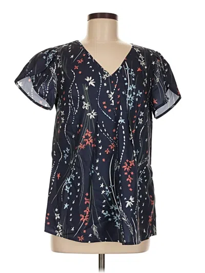 Pre-owned Unbranded Short Sleeve Blouse In Blue