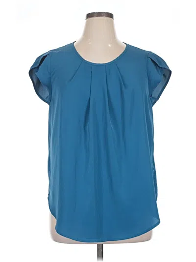 Pre-owned Unbranded Short Sleeve Blouse In Blue