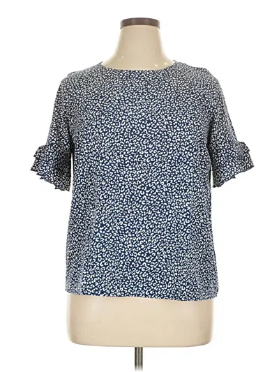 Pre-owned Unbranded Short Sleeve Blouse In Blue