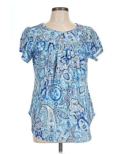 Pre-owned Unbranded Short Sleeve Blouse In Blue