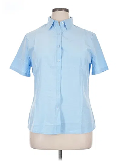Pre-owned Unbranded Short Sleeve Blouse In Blue