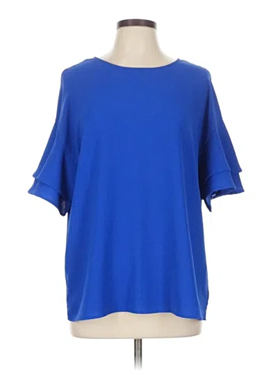 Pre-owned Unbranded Short Sleeve Blouse In Blue