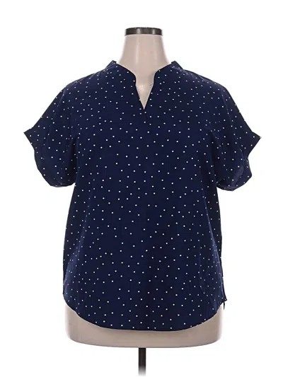 Pre-owned Unbranded Short Sleeve Blouse In Blue