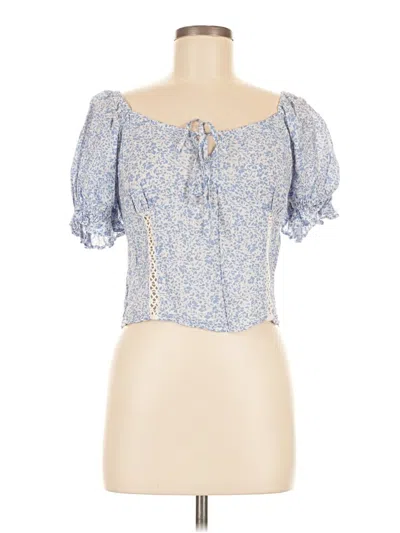 Pre-owned Unbranded Short Sleeve Blouse In Blue
