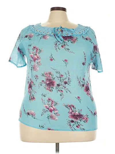 Pre-owned Unbranded Short Sleeve Blouse In Blue