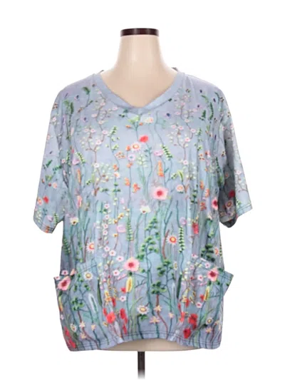 Pre-owned Unbranded Short Sleeve Blouse In Blue