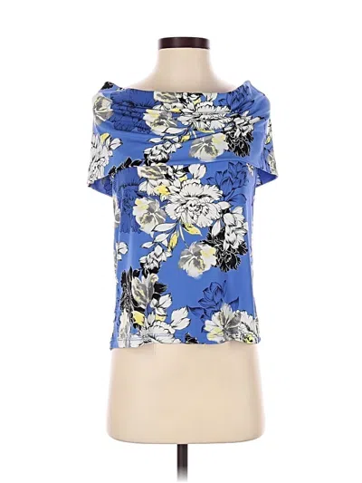 Pre-owned Unbranded Short Sleeve Blouse In Blue