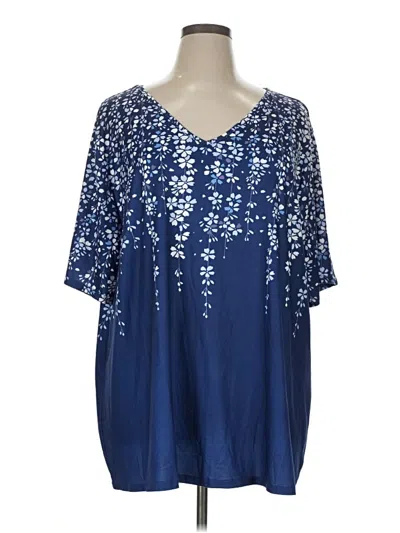 Pre-owned Unbranded Short Sleeve Blouse In Blue
