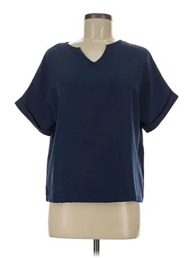 Pre-owned Unbranded Short Sleeve Blouse In Blue