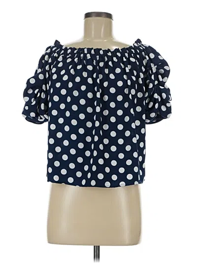 Pre-owned Unbranded Short Sleeve Blouse In Blue