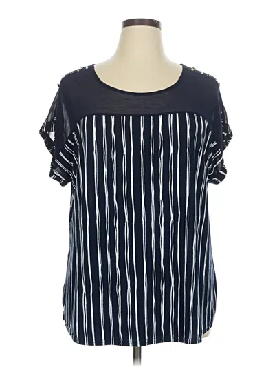 Pre-owned Unbranded Short Sleeve Blouse In Blue