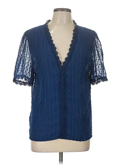 Pre-owned Unbranded Short Sleeve Blouse In Blue