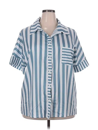 Pre-owned Unbranded Short Sleeve Blouse In Blue