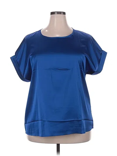 Pre-owned Unbranded Short Sleeve Blouse In Blue