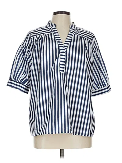 Pre-owned Unbranded Short Sleeve Blouse In Blue