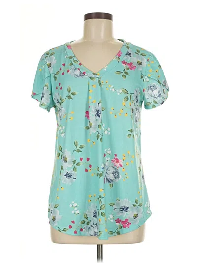 Pre-owned Unbranded Short Sleeve Blouse In Blue