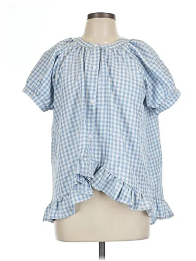Pre-owned Unbranded Short Sleeve Blouse In Blue