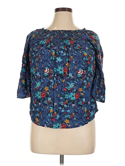 Pre-owned Unbranded Short Sleeve Blouse In Blue