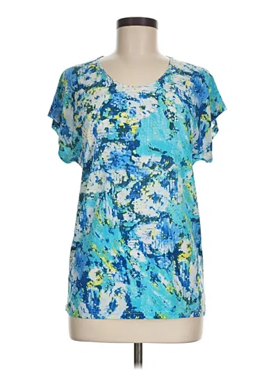 Pre-owned Unbranded Short Sleeve Blouse In Blue
