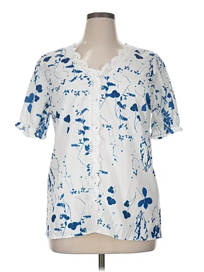 Pre-owned Unbranded Short Sleeve Blouse In Blue