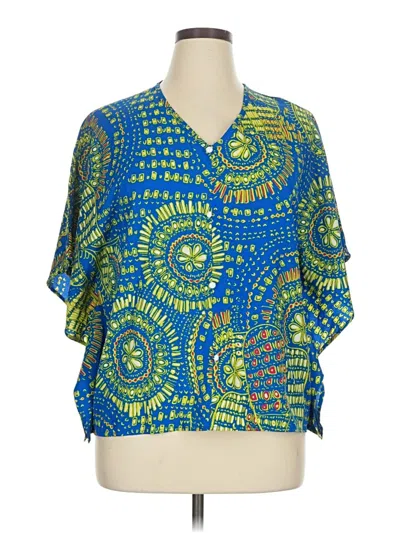 Pre-owned Unbranded Short Sleeve Blouse In Blue