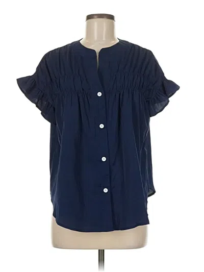 Pre-owned Unbranded Short Sleeve Blouse In Blue