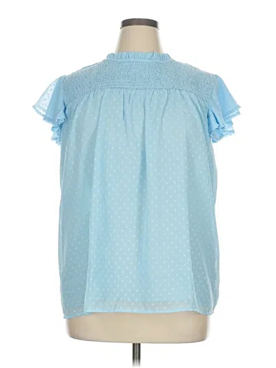 Pre-owned Unbranded Short Sleeve Blouse In Blue