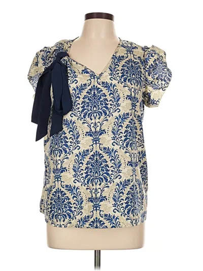 Pre-owned Unbranded Short Sleeve Blouse In Blue
