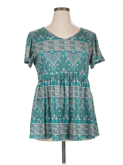 Pre-owned Unbranded Short Sleeve Blouse In Blue