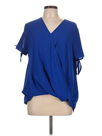 Pre-owned Unbranded Short Sleeve Blouse In Blue