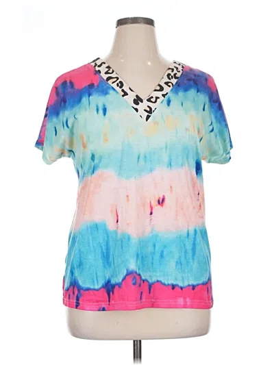 Pre-owned Unbranded Short Sleeve Blouse In Blue