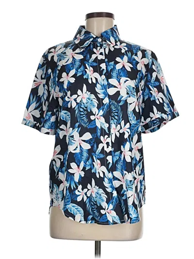 Pre-owned Unbranded Short Sleeve Blouse In Blue