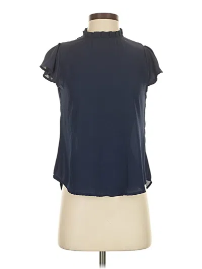 Pre-owned Unbranded Short Sleeve Blouse In Blue