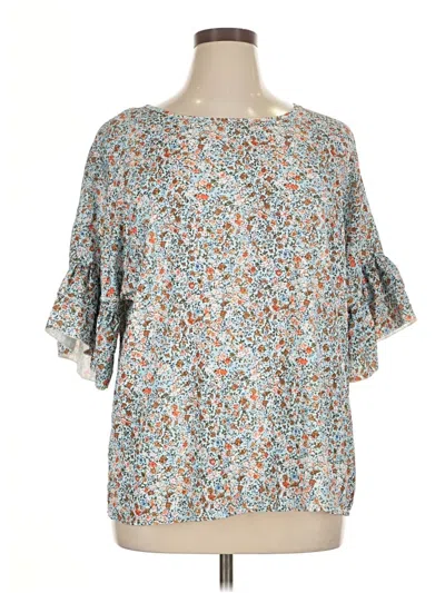 Pre-owned Unbranded Short Sleeve Blouse In Blue