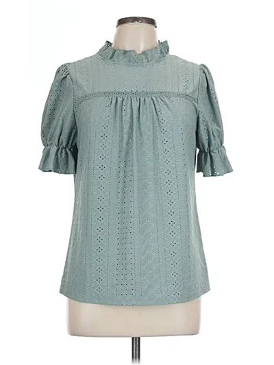 Pre-owned Unbranded Short Sleeve Blouse In Blue