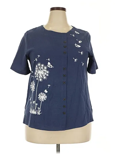 Pre-owned Unbranded Short Sleeve Blouse In Blue