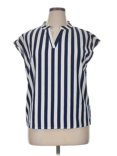 Pre-owned Unbranded Short Sleeve Blouse In Blue