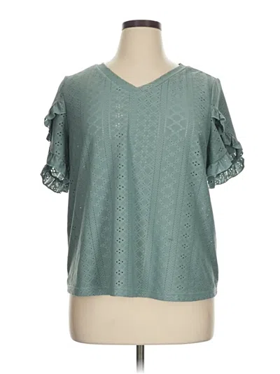 Pre-owned Unbranded Short Sleeve Blouse In Blue