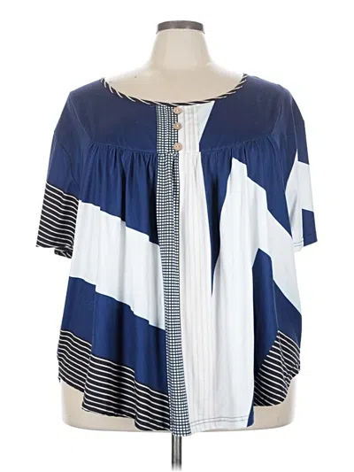 Pre-owned Unbranded Short Sleeve Blouse In Blue