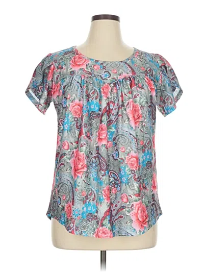 Pre-owned Unbranded Short Sleeve Blouse In Blue