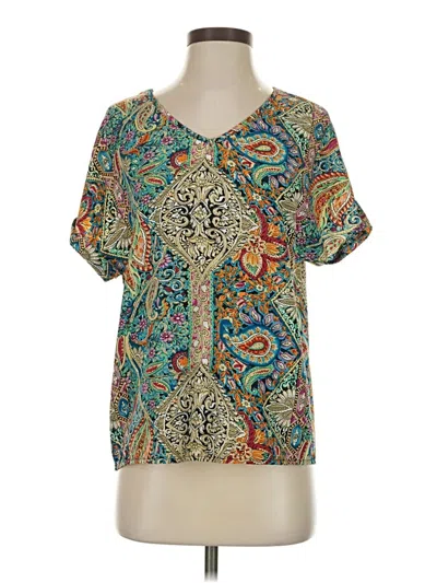 Pre-owned Unbranded Short Sleeve Blouse In Blue