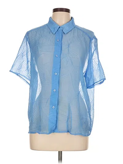 Pre-owned Unbranded Short Sleeve Blouse In Blue