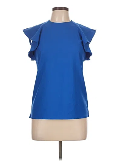 Pre-owned Unbranded Short Sleeve Blouse In Blue